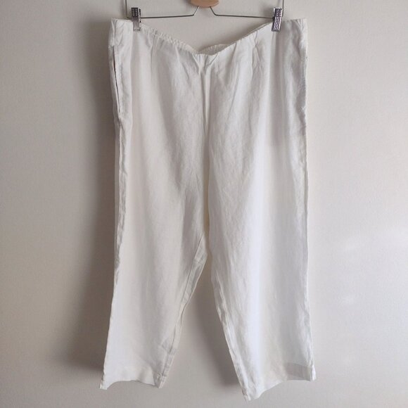 J Jill Pure Jill White 100% Linen Crop Pants XL Summer Breathable Capris POCKETS - Picture 1 of 10